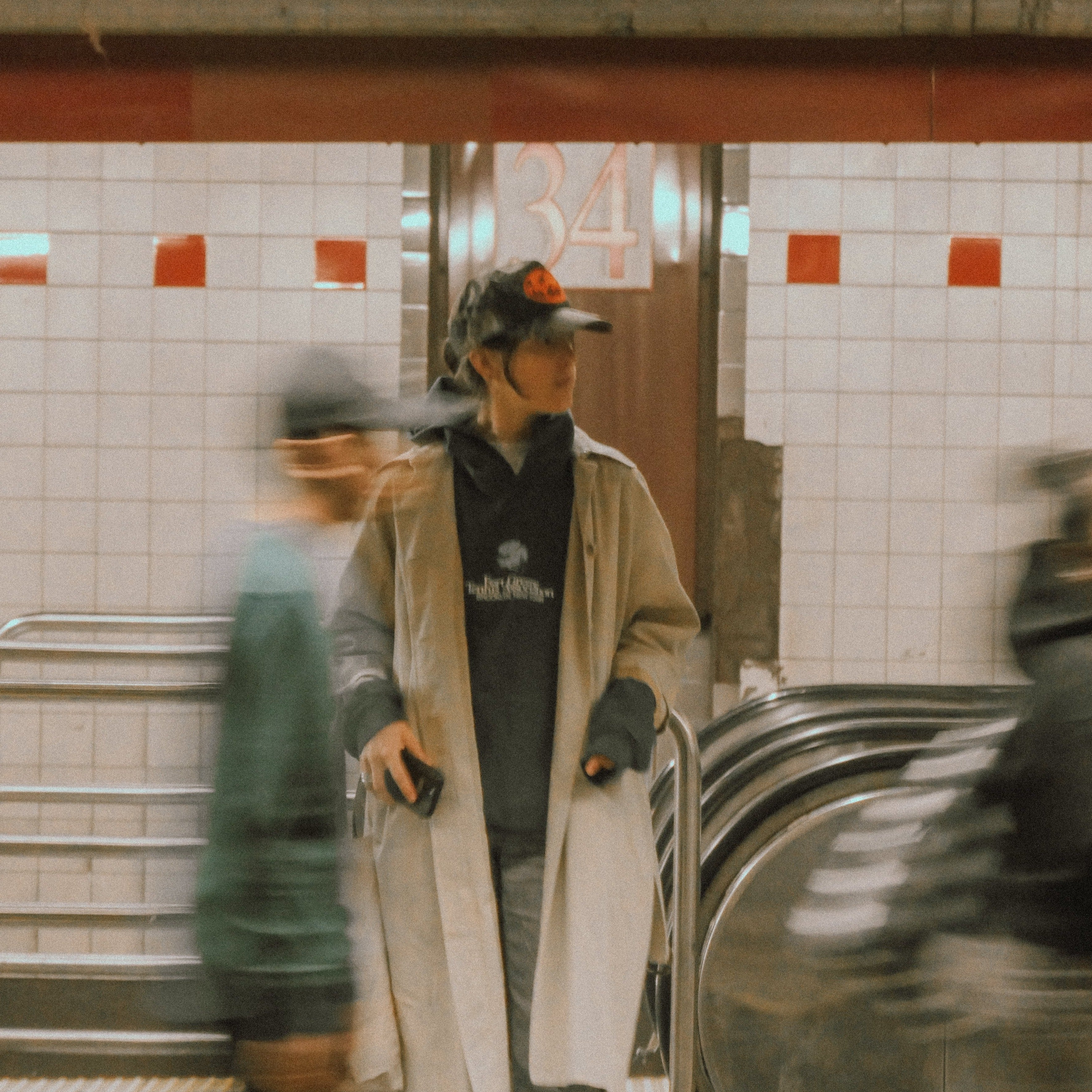 Camo World Cap in NYC Subway Station