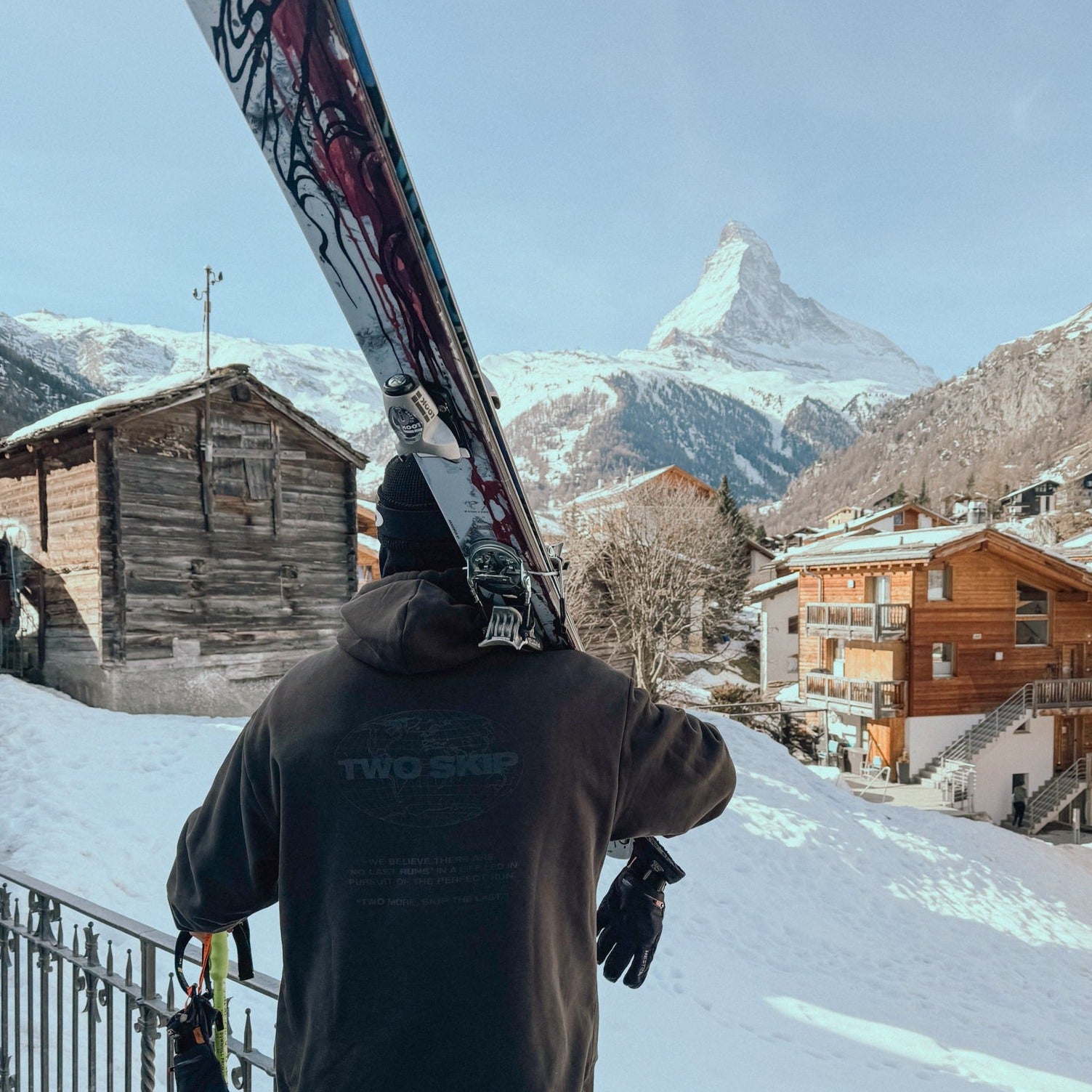 The "Ski The World" Hoodie Back